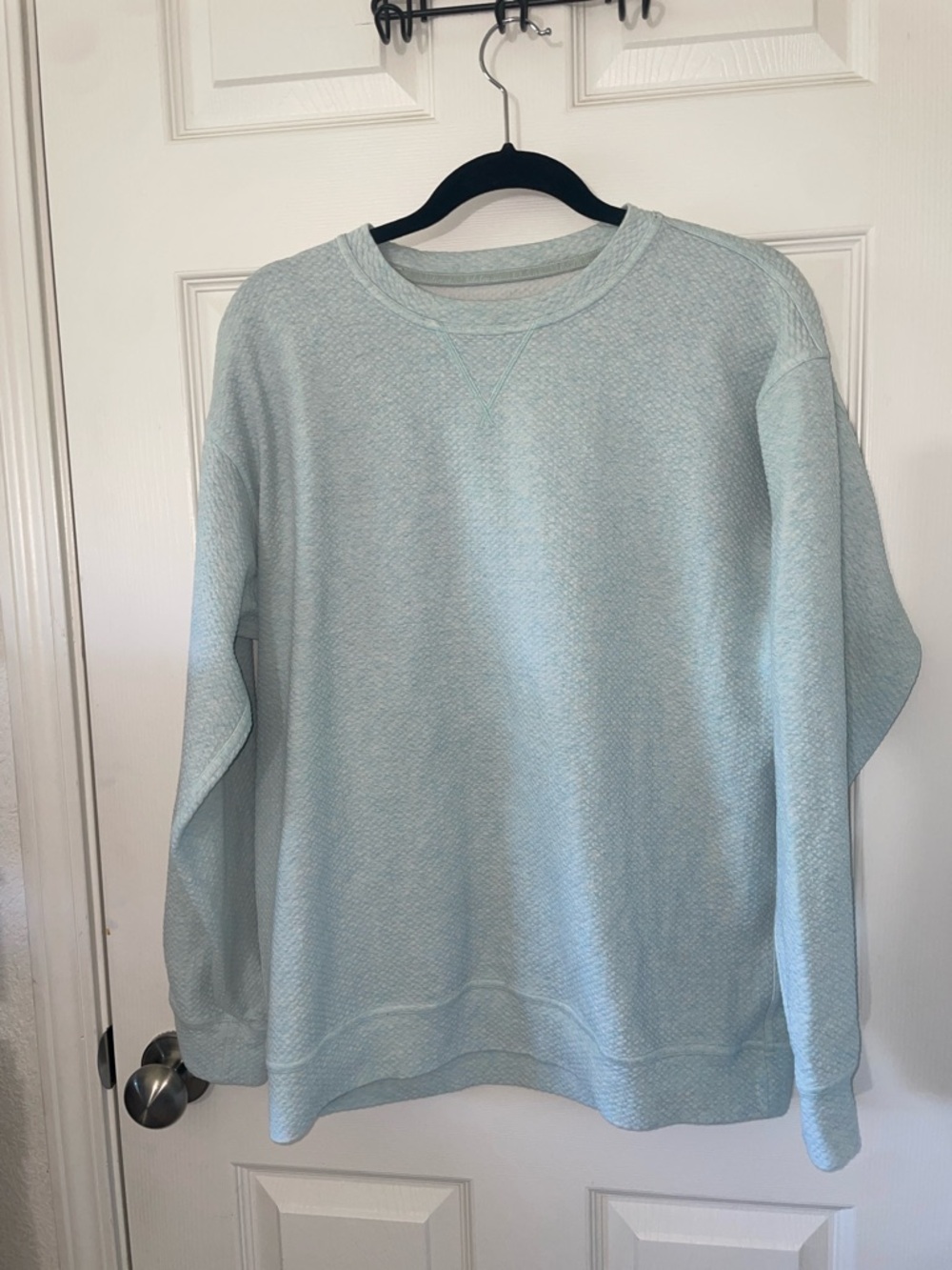 Lululemon All Yours Crew Bubble Dot Heather Blue/White Size 10